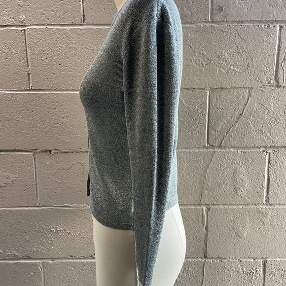 Vintage Joseph A. Silk/Metallic Cardigan Petite - Picture 3 of 13